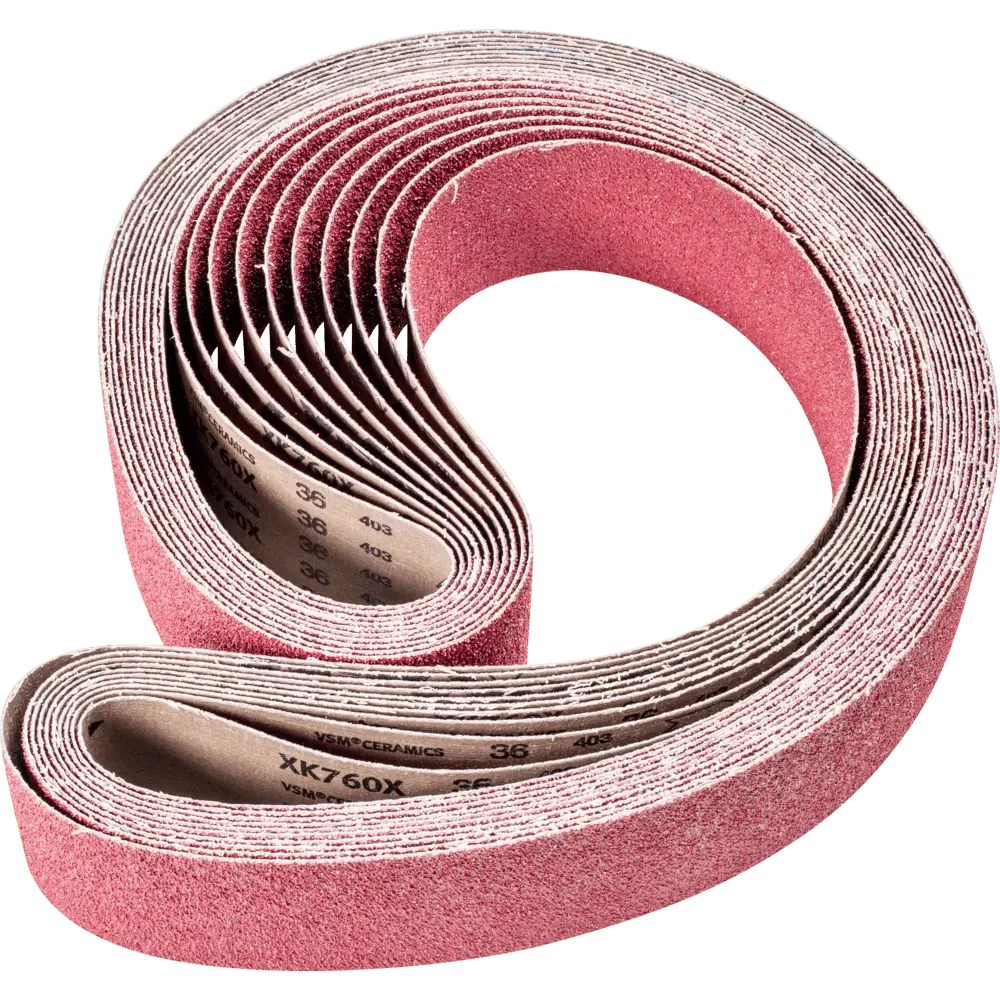 Produktfoto 1 von PFERD TOOLS Keramikkorn Schleifband BA 75x2000mm CO36 höchster Abtrag auf Stahl mit Bandschleifer, 10 Stk.