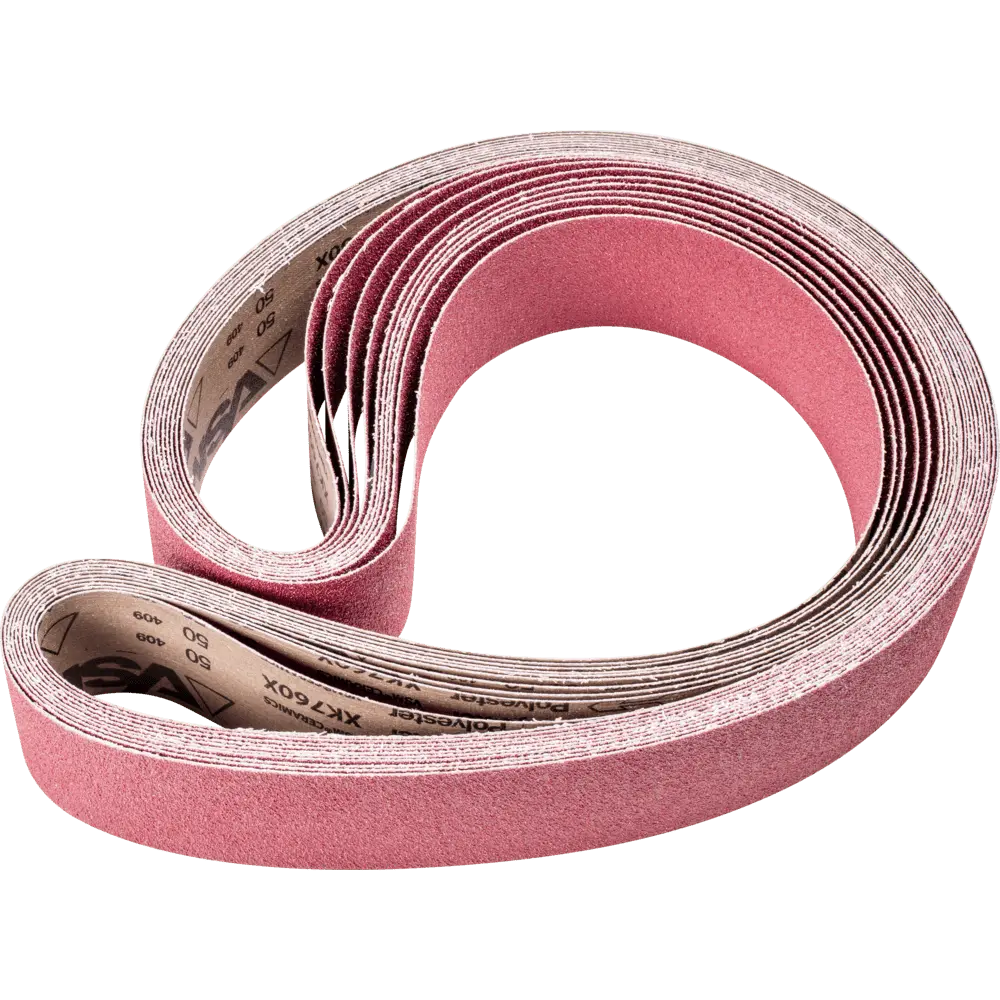 Produktfoto 1 von PFERD TOOLS Keramikkorn Schleifband BA 75x2000mm CO50 höchster Abtrag auf Stahl mit Bandschleifer, 10 Stk.