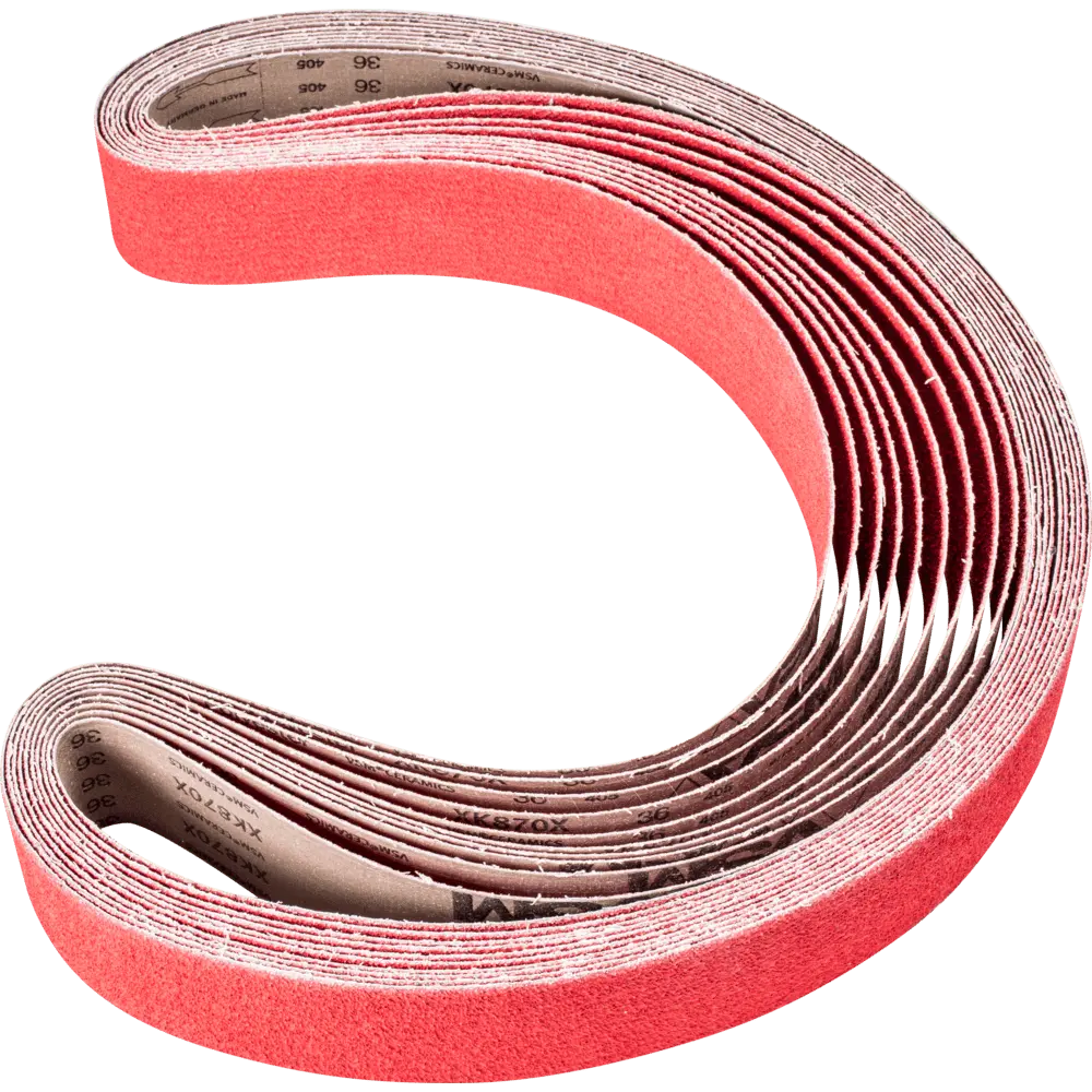 Produktfoto 1 von PFERD TOOLS Keramikkorn Schleifband BA 75x2000mm CO-COOL36 für Edelstahl-Schliff mit Bandschleifer, 10 Stk.