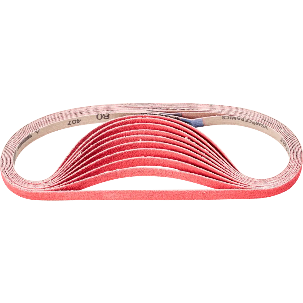 Produktfoto 1 von PFERD TOOLS Keramikkorn Schleifband BA 12x610mm CO-COOL80 für Edelstahl-Schliff mit Bandschleifer (100), 100 Stk.