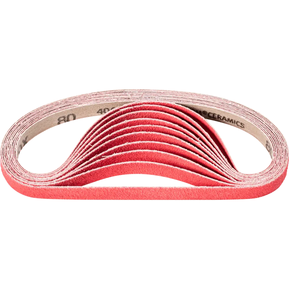Produktfoto 1 von PFERD TOOLS Keramikkorn Schleifband BA 13x457 mm CO-COOL80 für Edelstahl-Schliff mit Bandschleifer, 100 Stk.