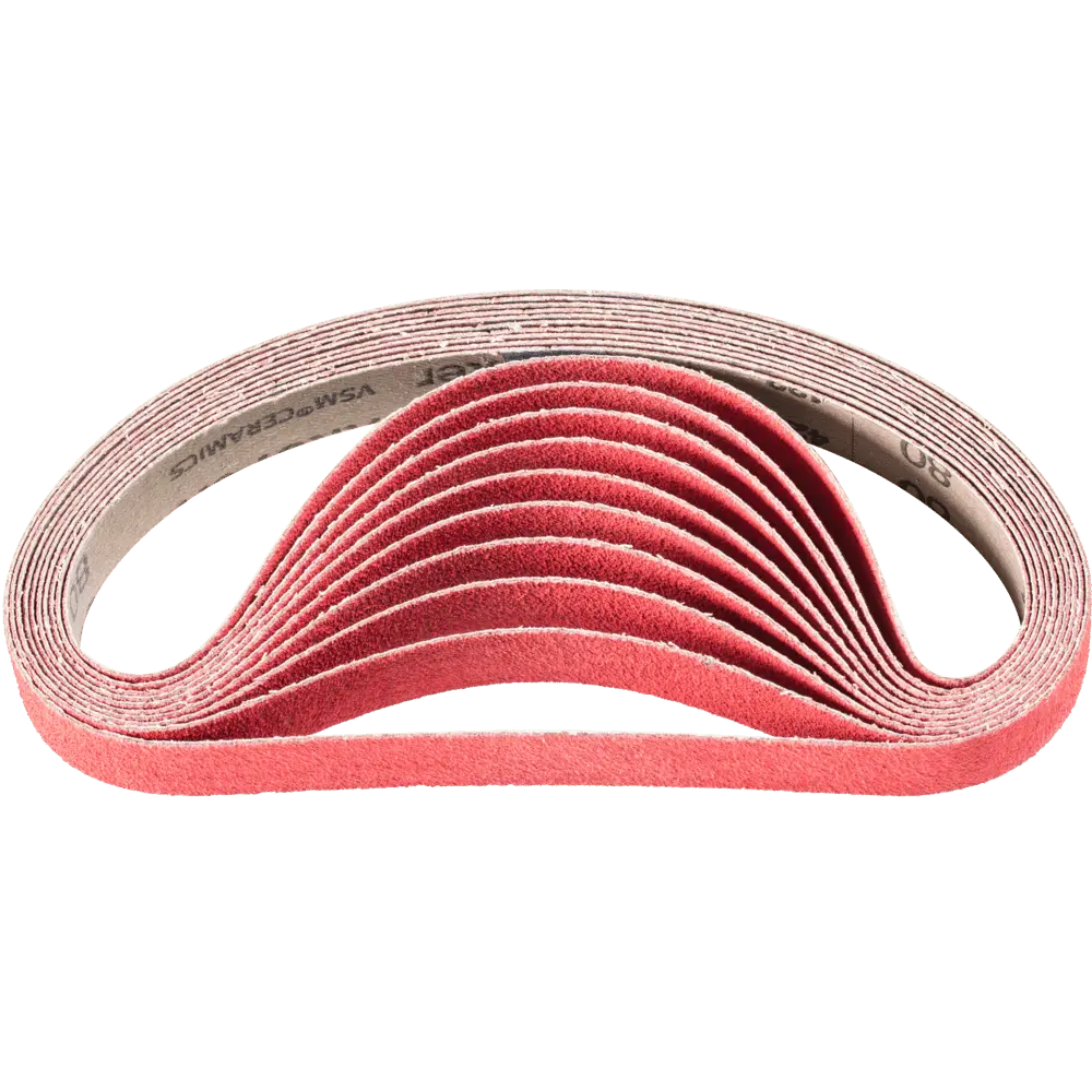 Produktfoto 1 von PFERD TOOLS Keramikkorn Schleifband BA 20x480mm CO-COOL80 für Edelstahl-Schliff mit Bandschleifer, 20 Stk.