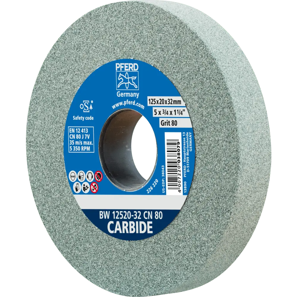 Produktfoto 1 von PFERD TOOLS Schleifbockscheibe Ø 125x20mm Bohrung-Ø 32 mm SiC80 für harte Materialien z.B. Hartmetall