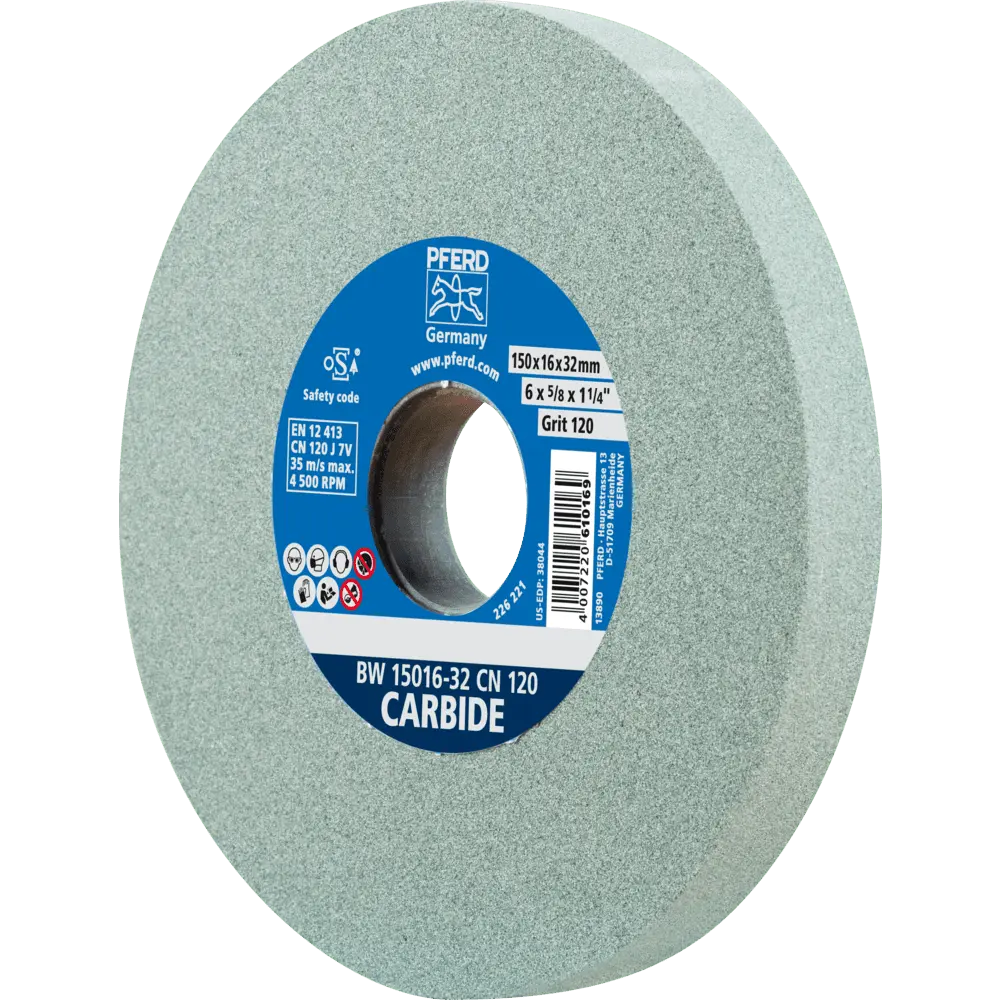 Produktfoto 1 von PFERD TOOLS Schleifbockscheibe Ø 150x16 mm Bohrung-Ø 32 mm SiC120 für harte Materialien z.B. Hartmetall