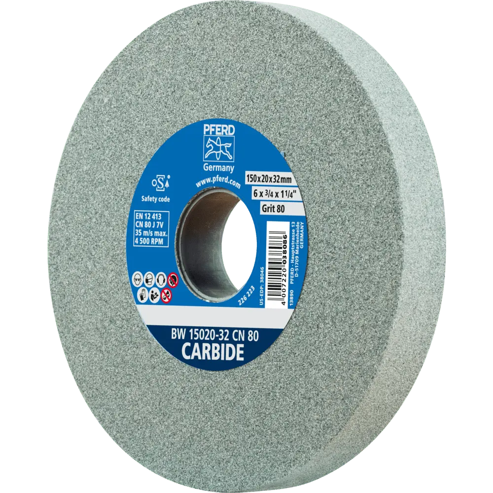 Produktfoto 1 von PFERD TOOLS Schleifbockscheibe Ø 150x20mm Bohrung-Ø 32 mm SiC80 für harte Materialien z.B. Hartmetall