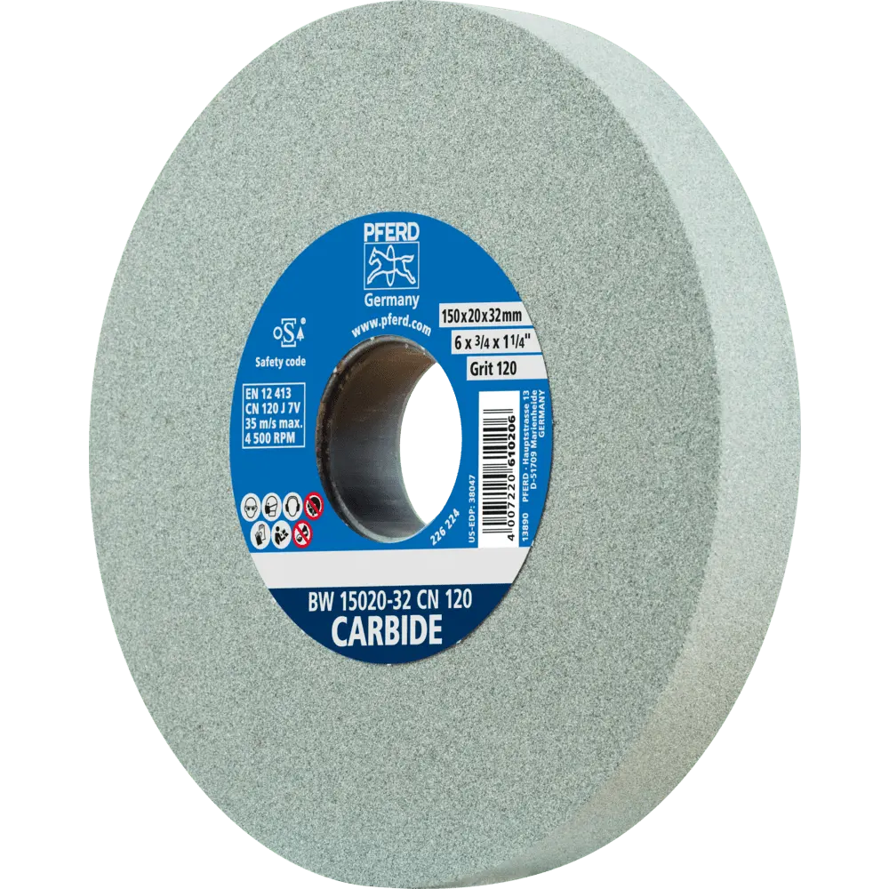 Produktfoto 1 von PFERD TOOLS Schleifbockscheibe Ø 150x20mm Bohrung-Ø 32 mm SiC120 für harte Materialien z.B. Hartmetall