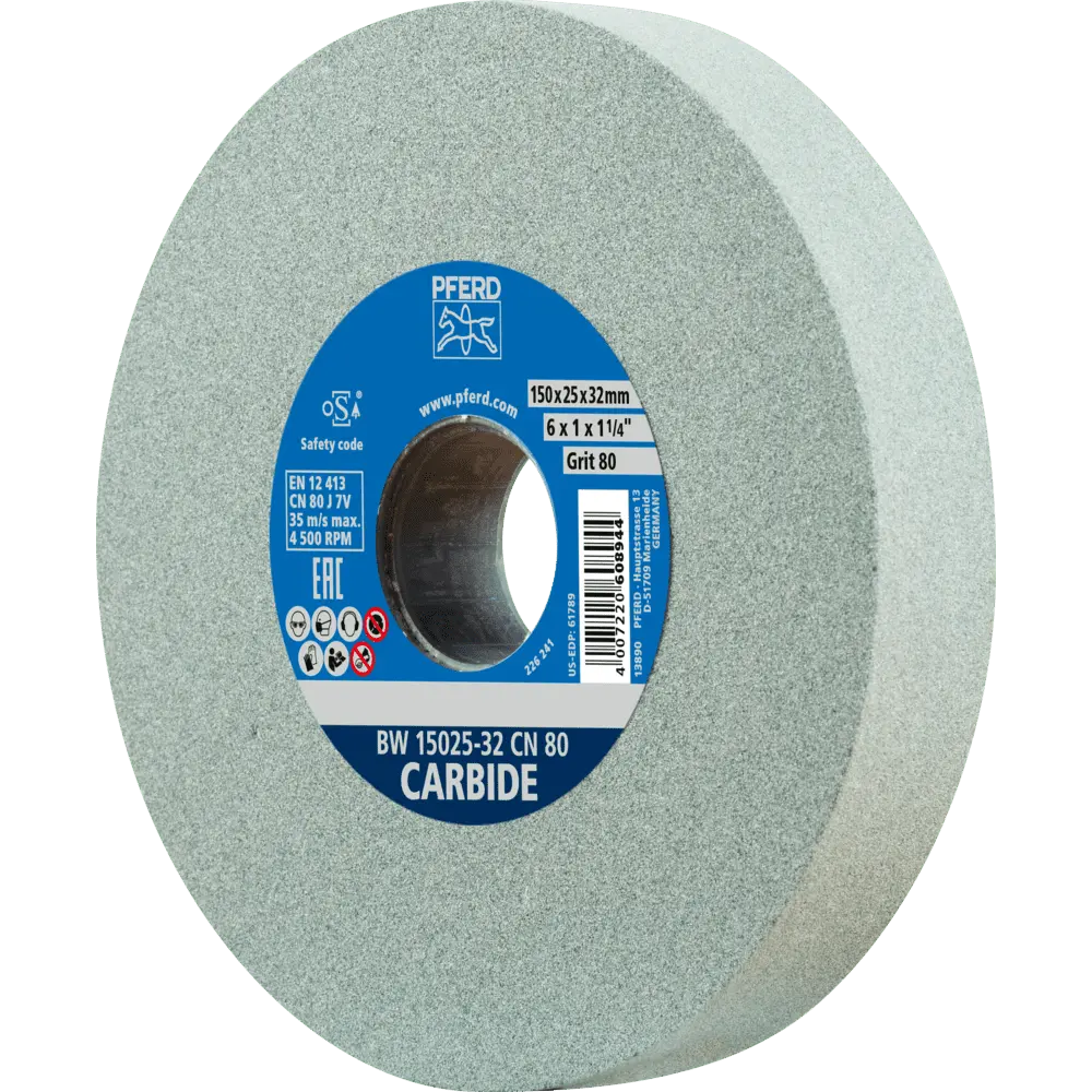 Produktfoto 1 von PFERD TOOLS Schleifbockscheibe Ø 150x25mm Bohrung-Ø 32mm SiC80 für harte Materialien z.B. Hartmetall