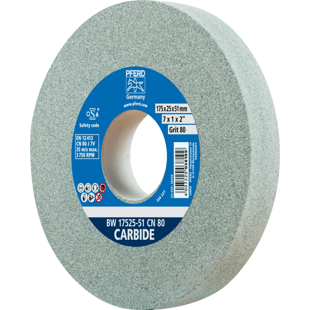 Produktfoto 1 von PFERD TOOLS Schleifbockscheibe Ø 175x25 mm Bohrung-Ø 51 mm SiC80 für harte Materialien z.B. Hartmetall