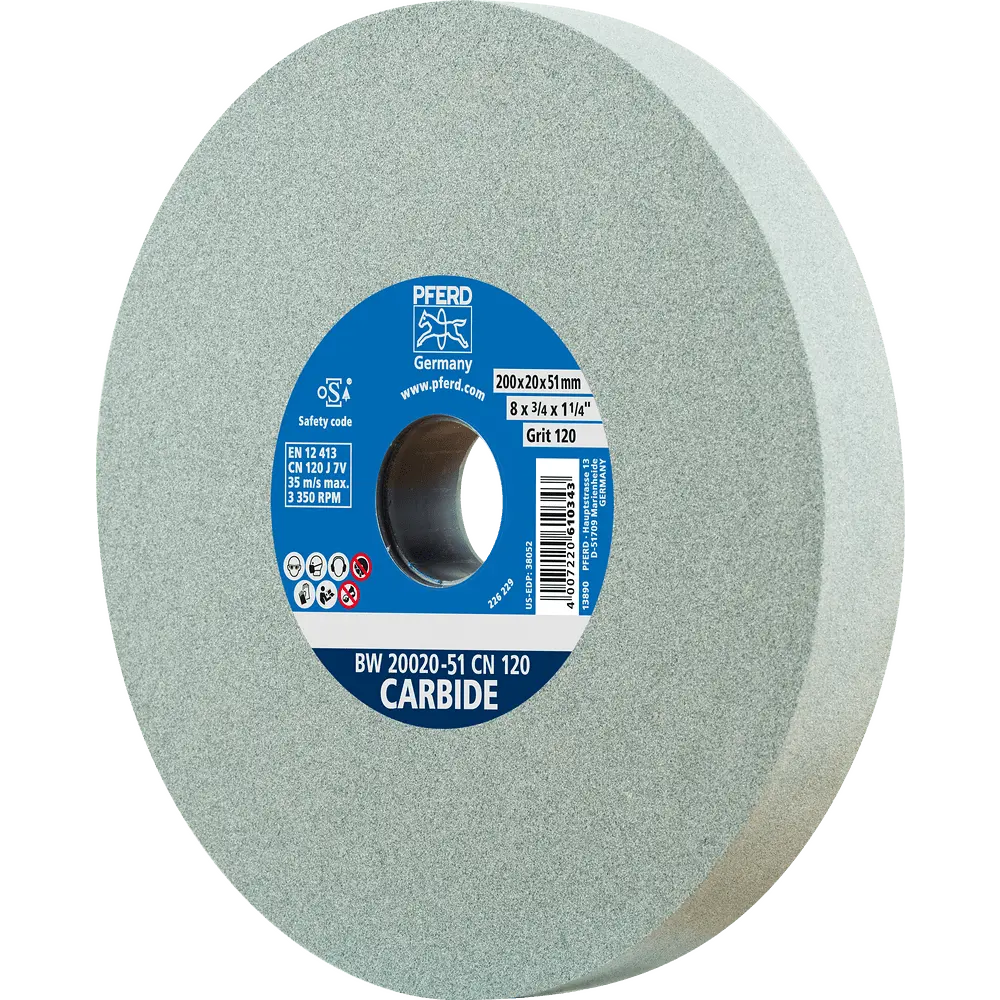 Produktfoto 1 von PFERD TOOLS Schleifbockscheibe Ø 200x20mm Bohrung-Ø 51 mm SiC120 für harte Materialien z.B. Hartmetall