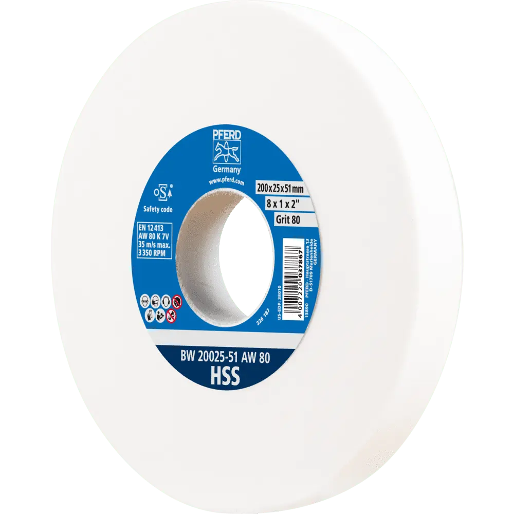 Produktfoto 1 von PFERD TOOLS Schleifbockscheibe Ø 200x25 mm Bohrung-Ø 51 mm A80 zum Schärfen von HSS-Bohrern