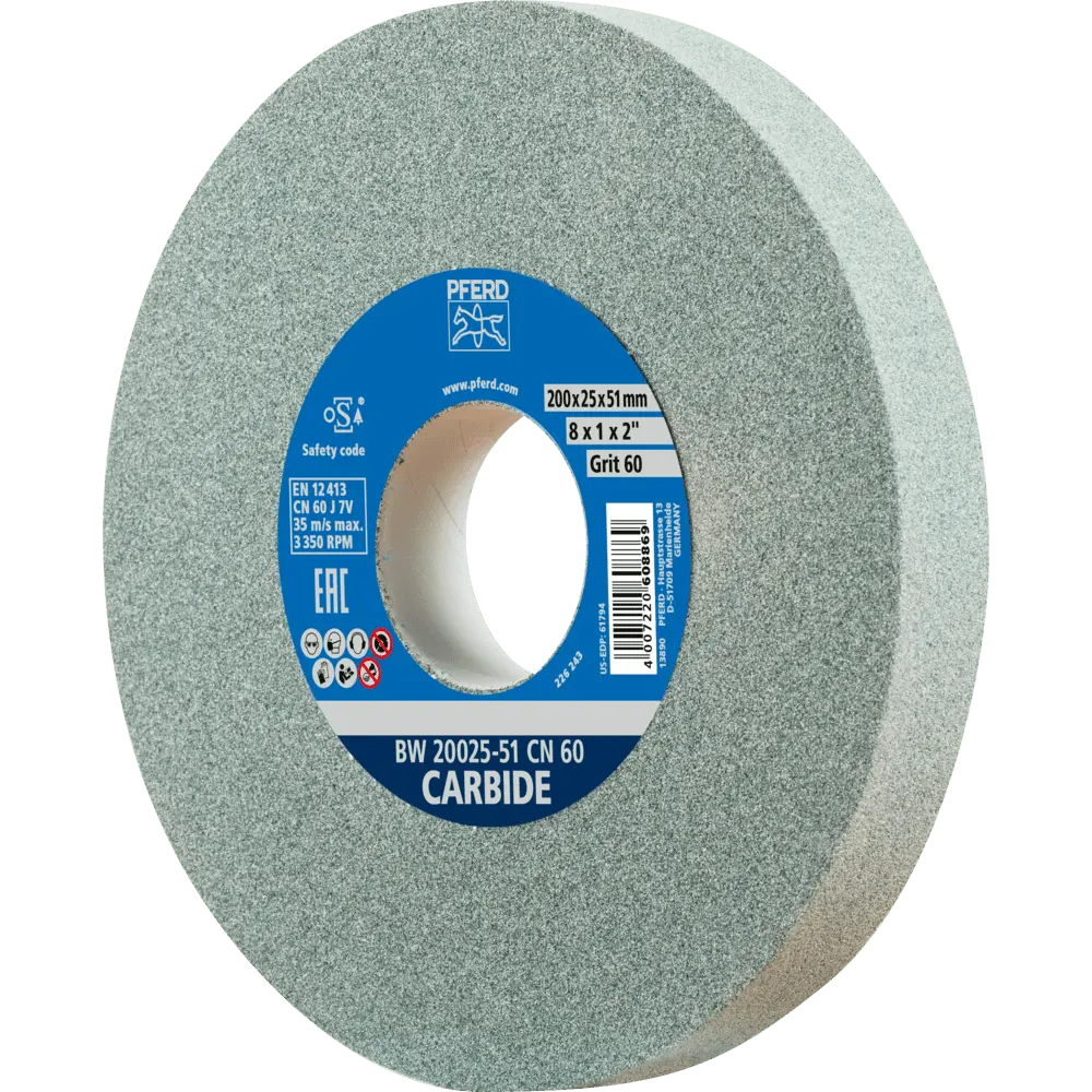 Produktfoto 1 von PFERD TOOLS Schleifbockscheibe Ø 200x25mm Bohrung-Ø 51mm SiC60 für harte Materialien z.B. Hartmetall