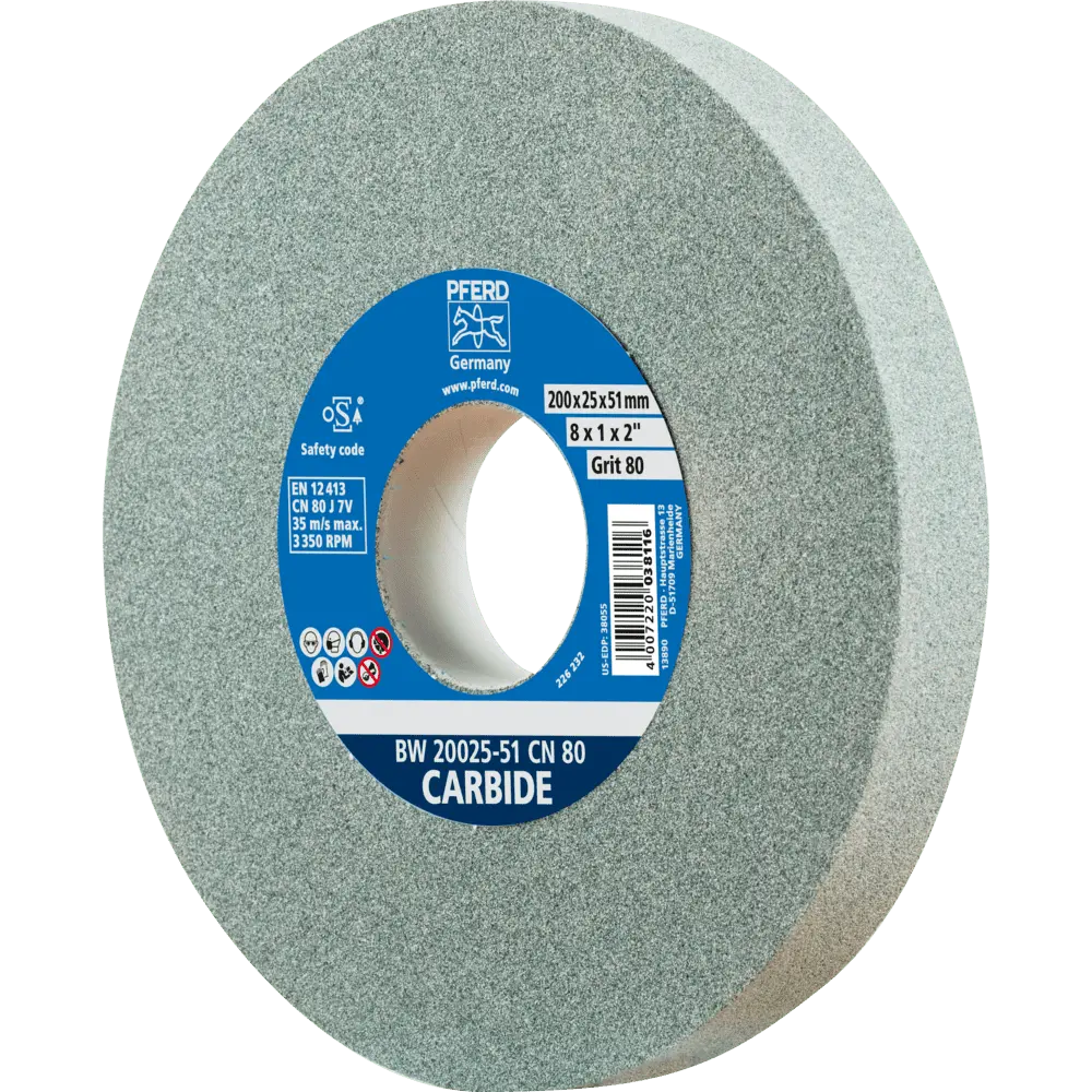 Produktfoto 1 von PFERD TOOLS Schleifbockscheibe Ø 200x25 mm Bohrung-Ø 51 mm SiC80 für harte Materialien z.B. Hartmetall