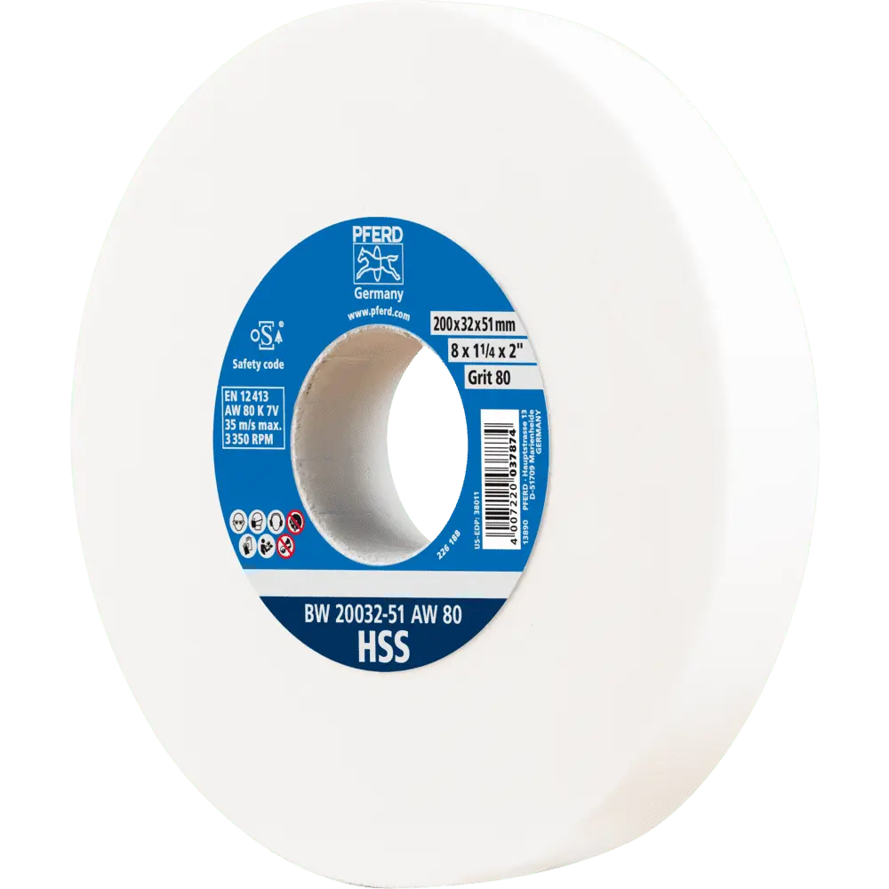 Produktfoto 1 von PFERD TOOLS Schleifbockscheibe Ø 200x32 mm Bohrung-Ø 51 mm A80 zum Schärfen von HSS-Bohrern