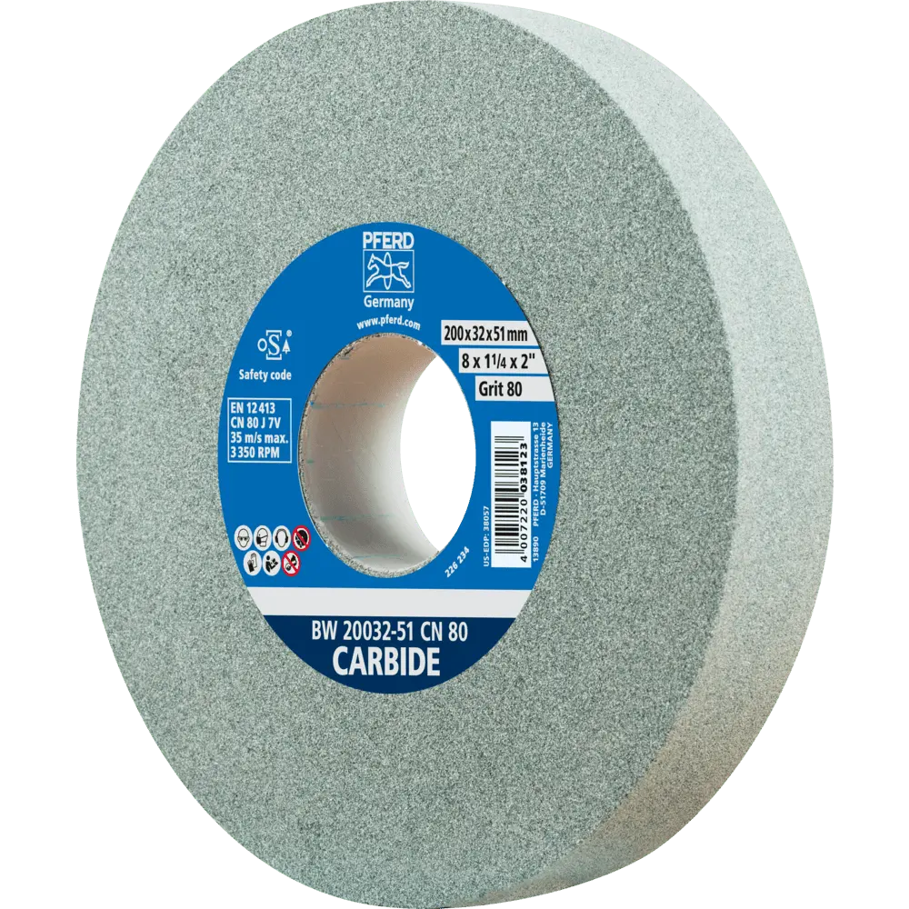 Produktfoto 1 von PFERD TOOLS Schleifbockscheibe Ø 200x32 mm Bohrung-Ø 51 mm SiC80 für harte Materialien z.B. Hartmetall
