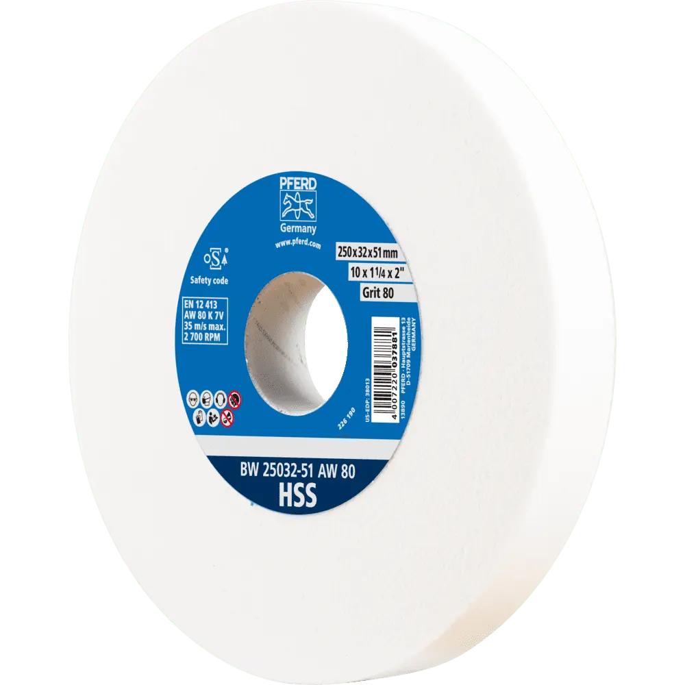Produktfoto 1 von PFERD TOOLS Schleifbockscheibe Ø 250x32 mm Bohrung-Ø 51 mm A80 zum Schärfen von HSS-Bohrern