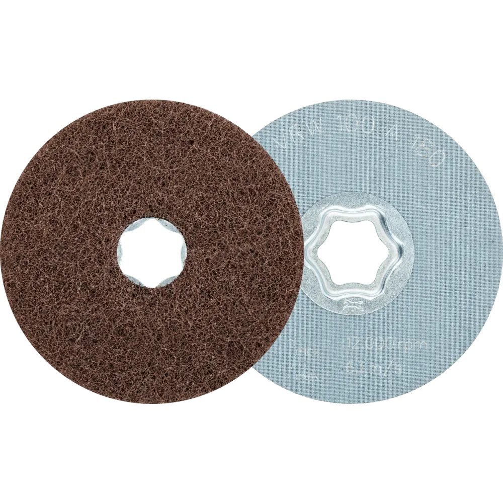 Produktfoto 1 von PFERD TOOLS COMBICLICK weiche Vliesronde CC Ø 100mm A180 zum reinigen und satinieren mit Winkelschleifer, 10 Stk.
