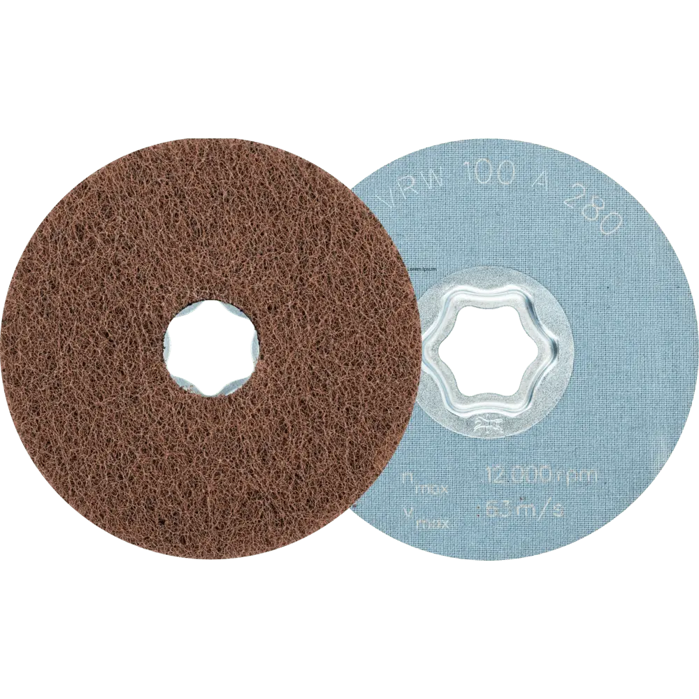 Produktfoto 1 von PFERD TOOLS COMBICLICK weiche Vliesronde CC Ø 100mm A280 zum reinigen und satinieren mit Winkelschleifer, 10 Stk.