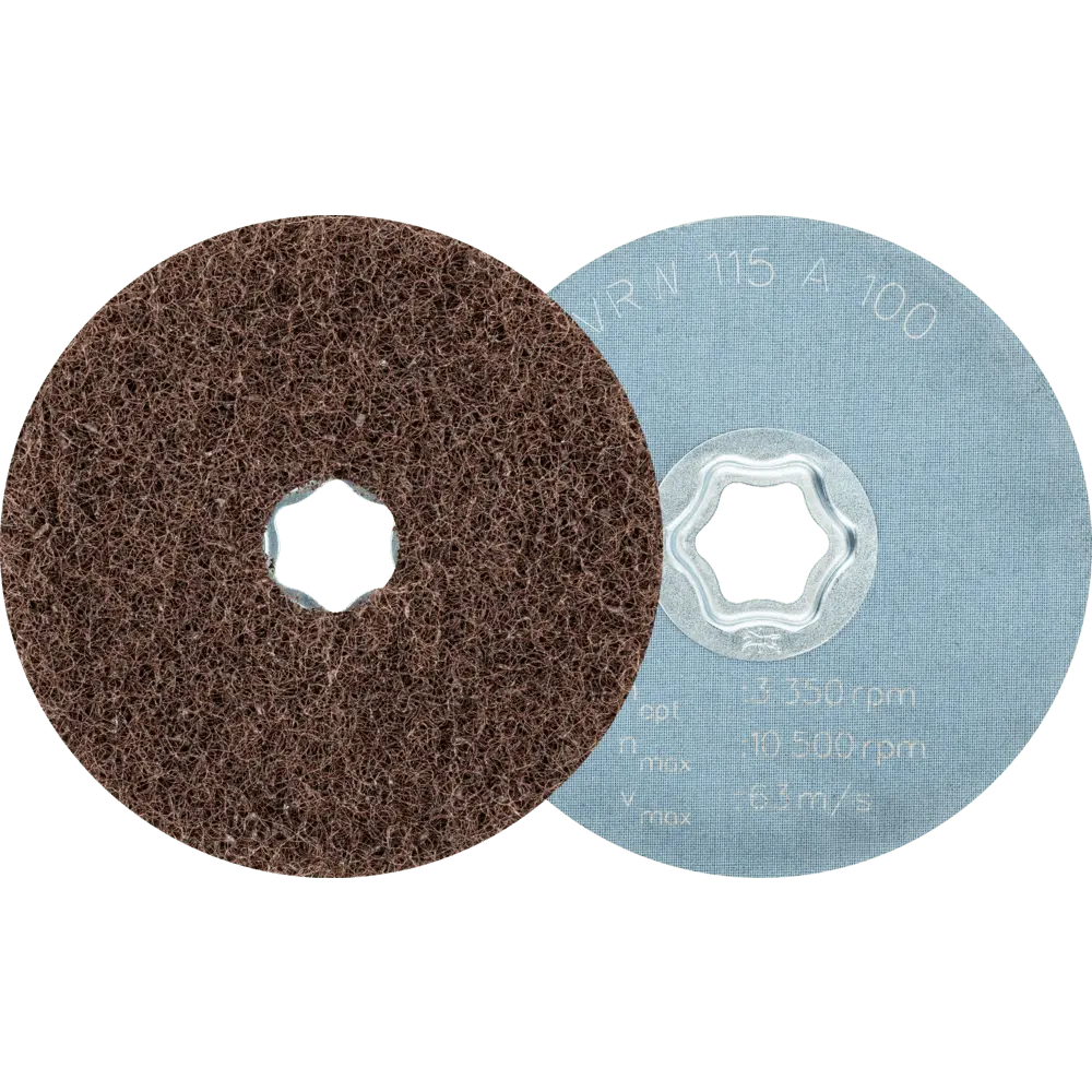 Produktfoto 1 von PFERD TOOLS COMBICLICK weiche Vliesronde CC Ø 115 mm A100 zum reinigen und satinieren mit Winkelschleifer, 10 Stk.