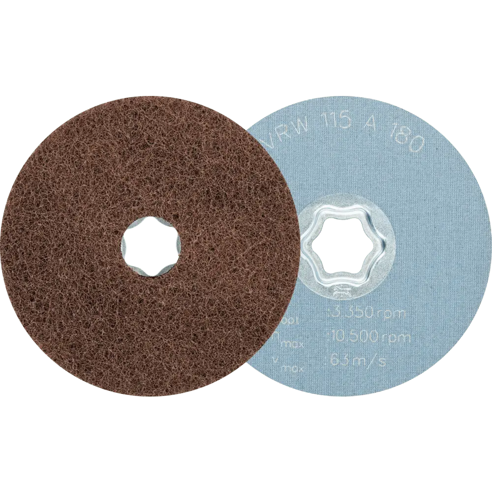 Produktfoto 1 von PFERD TOOLS COMBICLICK weiche Vliesronde CC Ø 115 mm A180 zum reinigen und satinieren mit Winkelschleifer, 10 Stk.