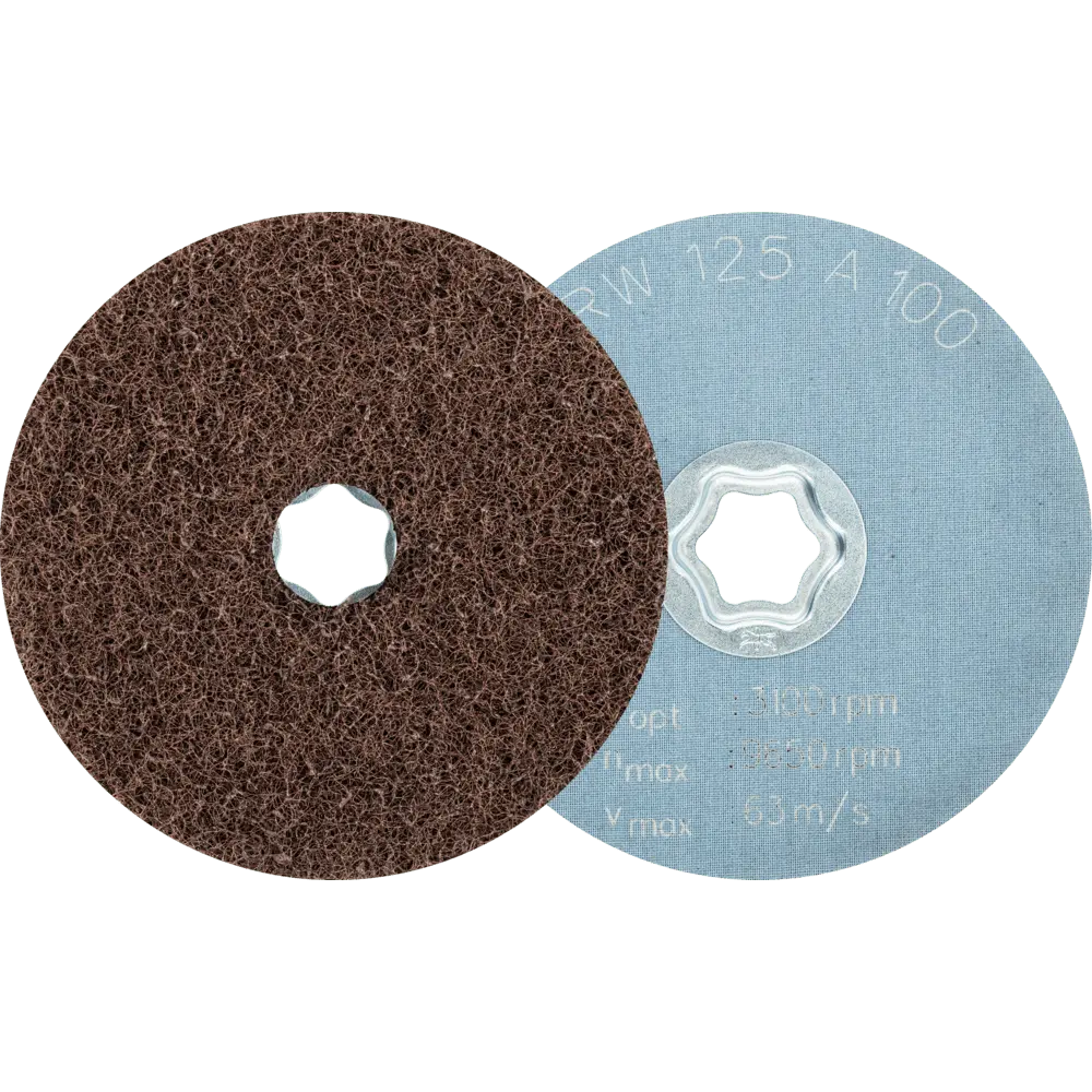 Produktfoto 1 von PFERD TOOLS COMBICLICK weiche Vliesronde CC Ø 125 mm A100 zum reinigen und satinieren mit Winkelschleifer, 10 Stk.