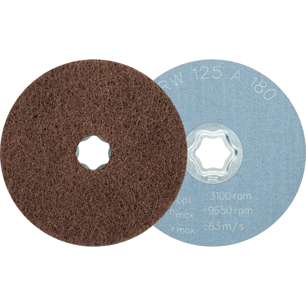 Produktfoto 1 von PFERD TOOLS COMBICLICK weiche Vliesronde CC Ø 125 mm A180 zum reinigen und satinieren mit Winkelschleifer, 10 Stk.