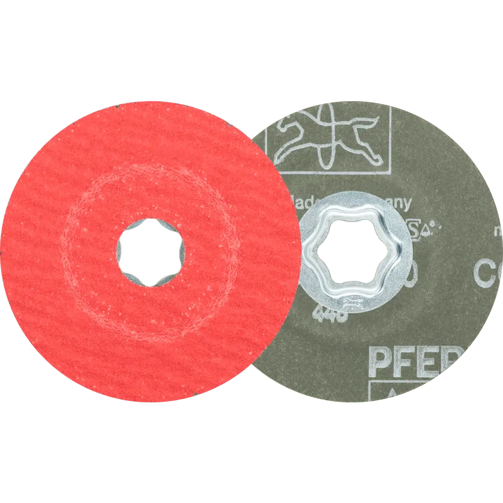 Produktfoto 1 von PFERD TOOLS COMBICLICK Keramikkorn Fiberscheibe Ø 100mm CO-COOL50 für Edelstahl, 25 Stk.