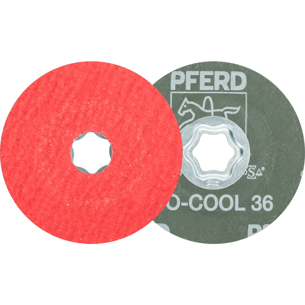 Produktfoto 1 von PFERD TOOLS COMBICLICK Keramikkorn Fiberscheibe Ø 100mm CO-COOL36 für Edelstahl, 25 Stk.