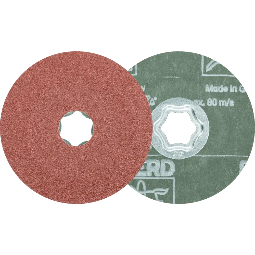 Produktfoto 1 von PFERD TOOLS COMBICLICK Korund Fiberscheibe Ø 100mm A50 für universelle Anwendungen, 25 Stk.