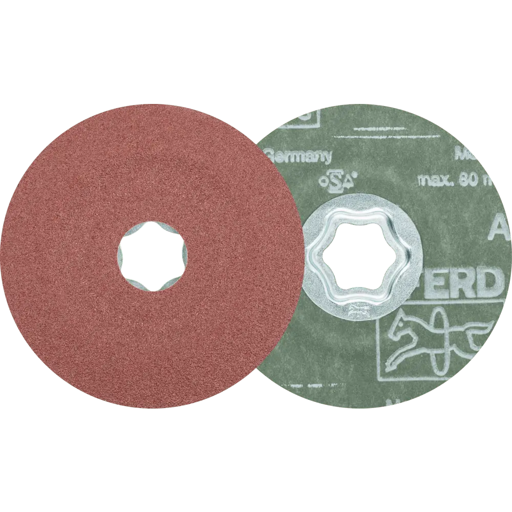Produktfoto 1 von PFERD TOOLS COMBICLICK Korund Fiberscheibe Ø 100mm A80 für universelle Anwendungen, 25 Stk.