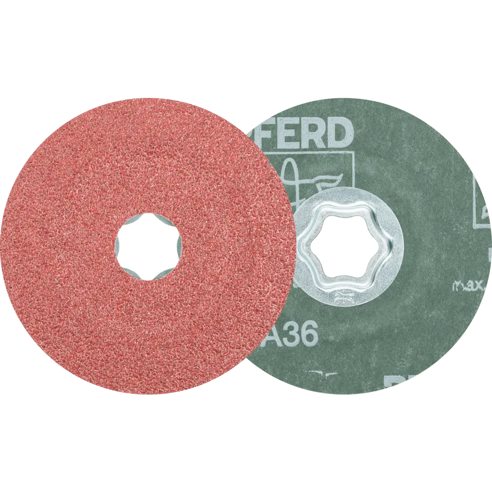 Produktfoto 1 von PFERD TOOLS COMBICLICK Korund Fiberscheibe Ø 100mm A36 für universelle Anwendungen, 25 Stk.