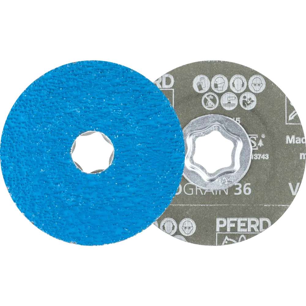 Produktfoto 1 von PFERD TOOLS COMBICLICK Fiberscheibe Ø 100mm VICTOGRAIN-COOL36 für Stahl und Edelstahl, 25 Stk.