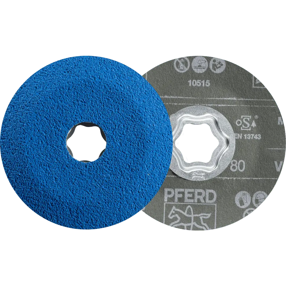 Produktfoto 1 von PFERD TOOLS COMBICLICK Fiberscheibe Ø 100mm VICTOGRAIN-COOL80 für Stahl und Edelstahl, 25 Stk.