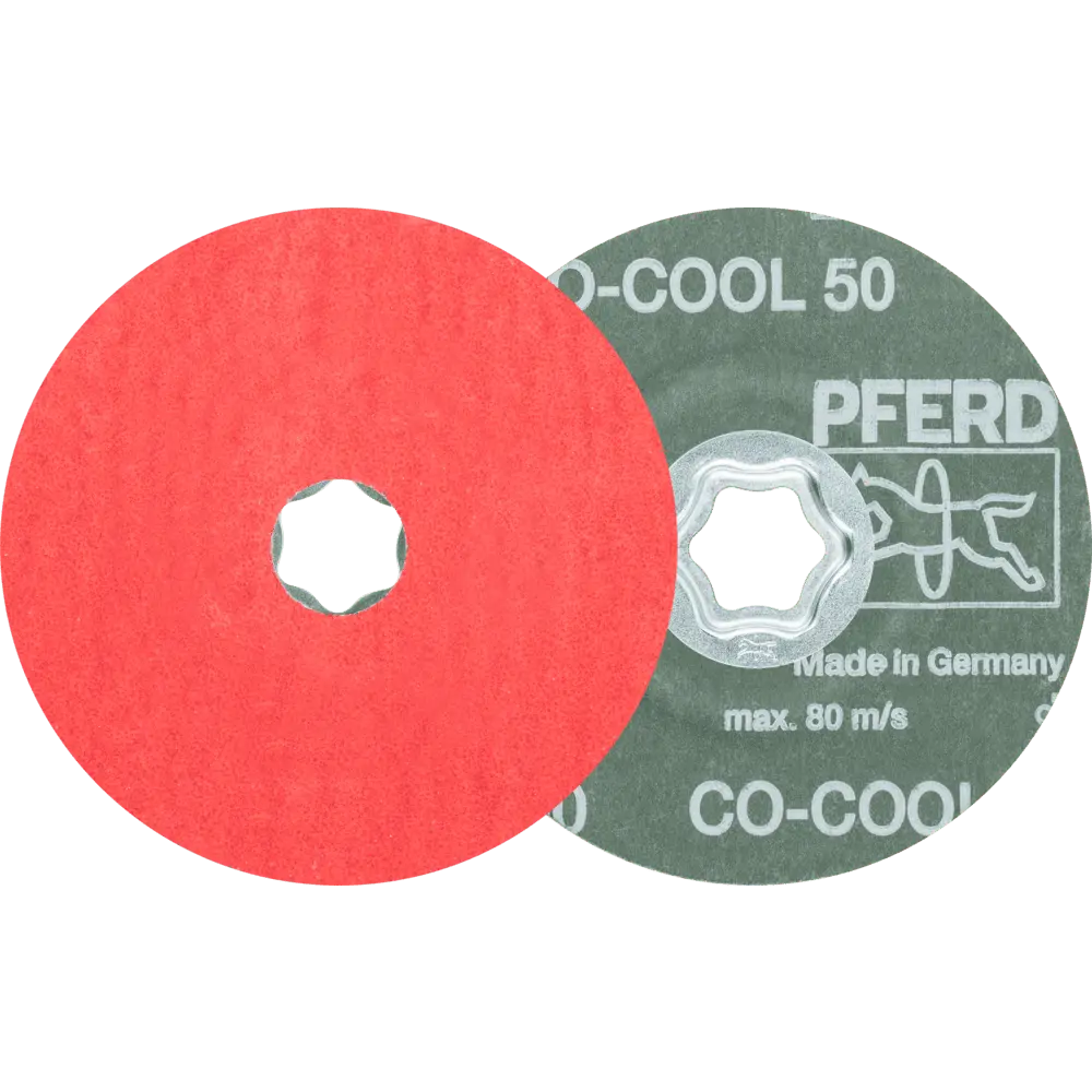 Produktfoto 1 von PFERD TOOLS COMBICLICK Keramikkorn Fiberscheibe Ø 115 mm CO-COOL50 für Edelstahl, 25 Stk.