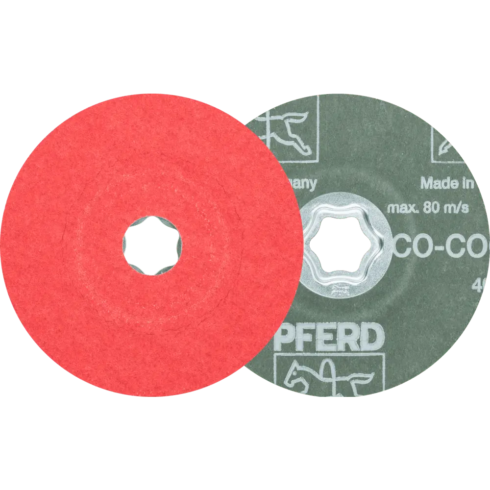 Produktfoto 1 von PFERD TOOLS COMBICLICK Keramikkorn Fiberscheibe Ø 115 mm CO-COOL80 für Edelstahl, 25 Stk.