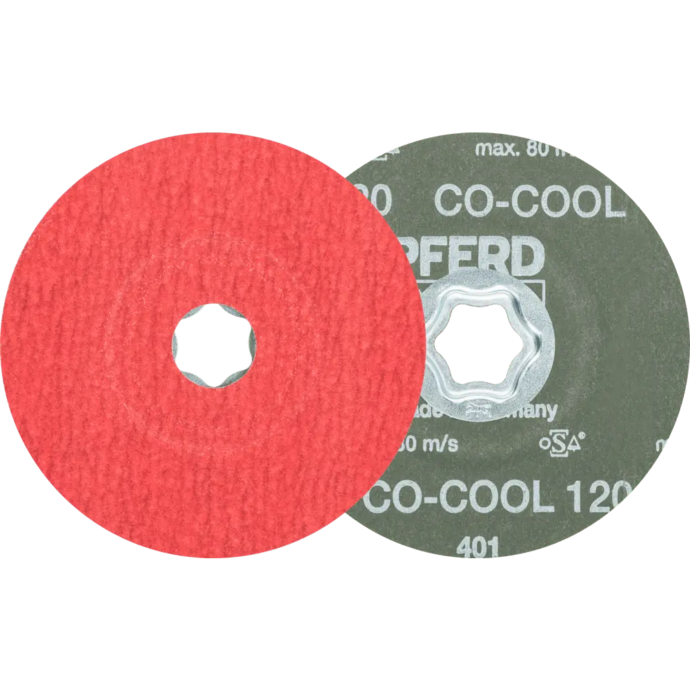 Produktfoto 1 von PFERD TOOLS COMBICLICK Keramikkorn Fiberscheibe Ø 115 mm CO-COOL120 für Edelstahl, 25 Stk.