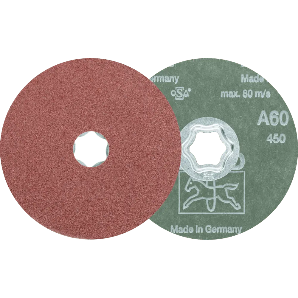 Produktfoto 1 von PFERD TOOLS COMBICLICK Korund Fiberscheibe Ø 115 mm A60 für universelle Anwendungen, 25 Stk.