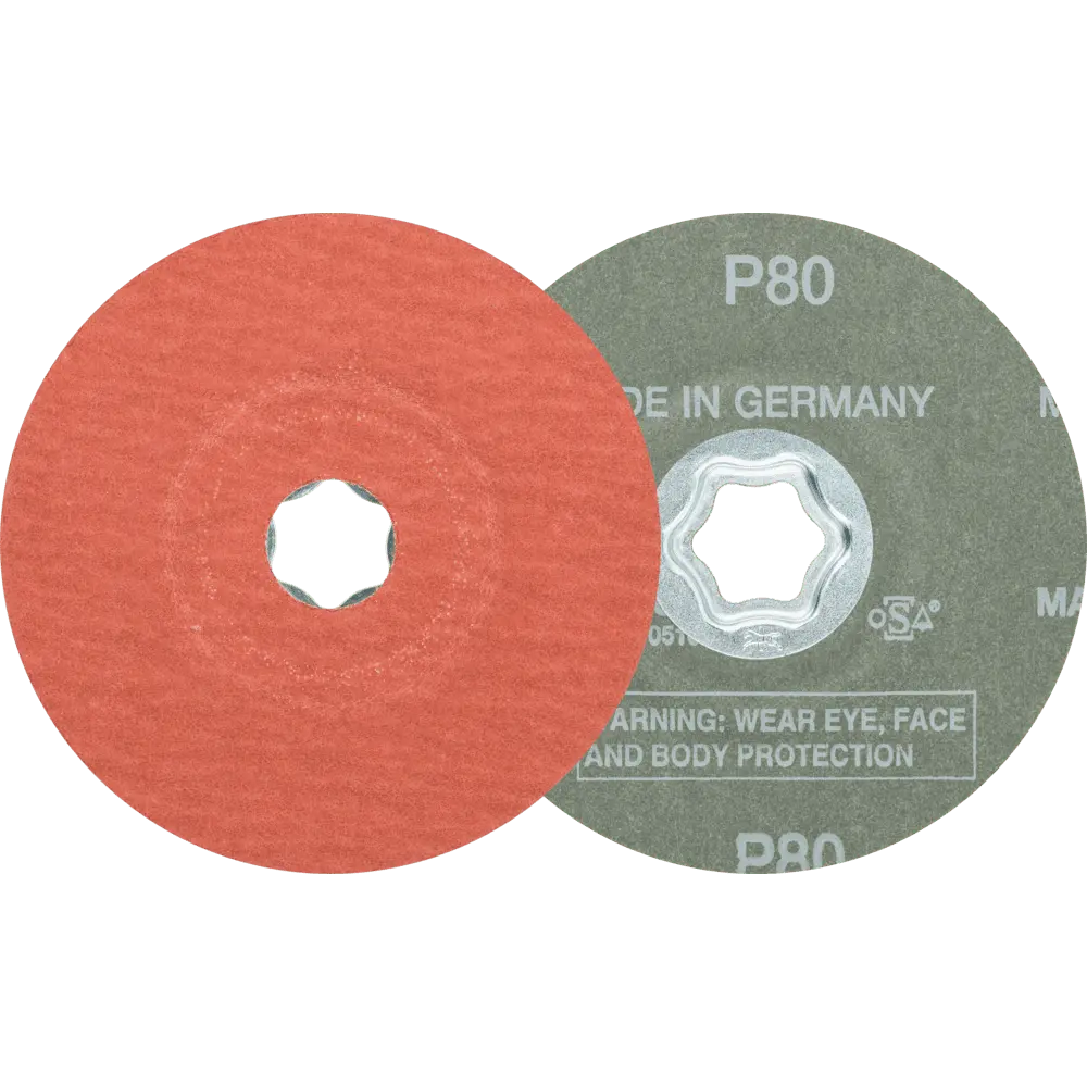 Produktfoto 1 von PFERD TOOLS COMBICLICK Korund Fiberscheibe Ø 115 mm A-COOL80 für Edelstahl, 25 Stk.