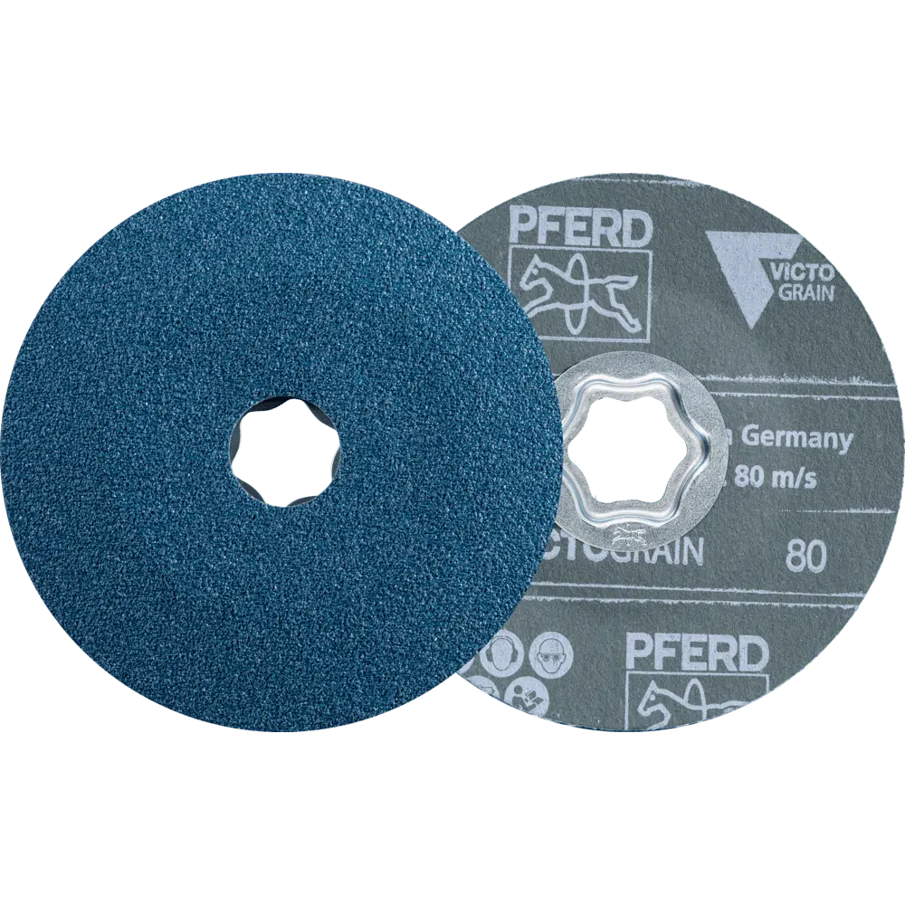 Produktfoto 1 von PFERD TOOLS COMBICLICK Fiberscheibe Ø 115 mm VICTOGRAIN 80 Höchstleistung auf Stahl, 25 Stk.