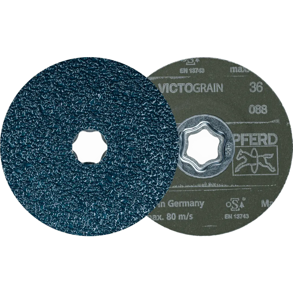 Produktfoto 1 von PFERD TOOLS COMBICLICK Fiberscheibe Ø 115 mm VICTOGRAIN 36 Höchstleistung auf Stahl, 25 Stk.