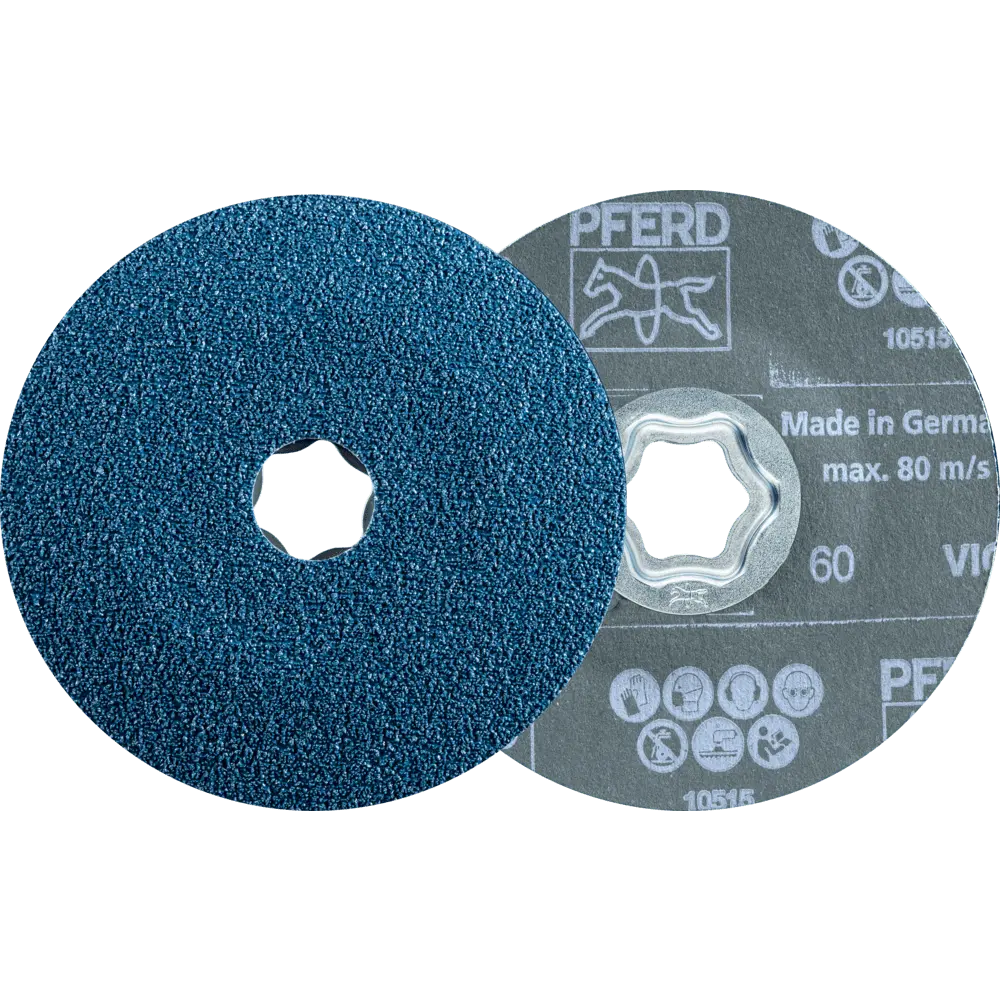 Produktfoto 1 von PFERD TOOLS COMBICLICK Fiberscheibe Ø 115 mm VICTOGRAIN-COOL80 für Stahl und Edelstahl, 25 Stk.