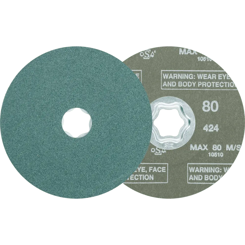 Produktfoto 1 von PFERD TOOLS COMBICLICK Zirkon Fiberscheibe Ø 115 mm Z80 für hohen Abtrag auf Stahl, 25 Stk.