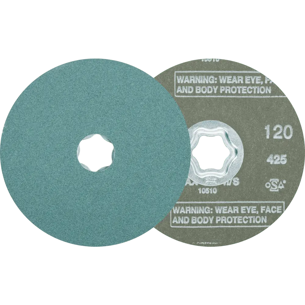 Produktfoto 1 von PFERD TOOLS COMBICLICK Zirkon Fiberscheibe Ø 115 mm Z120 für hohen Abtrag auf Stahl, 25 Stk.