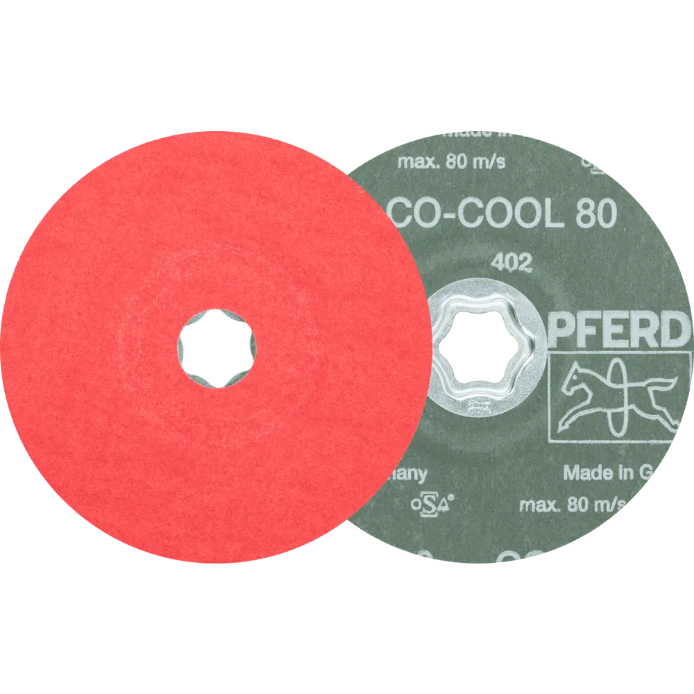 Produktfoto 1 von PFERD TOOLS COMBICLICK Keramikkorn Fiberscheibe Ø 125 mm CO-COOL80 für Edelstahl (5), 5 Stk.