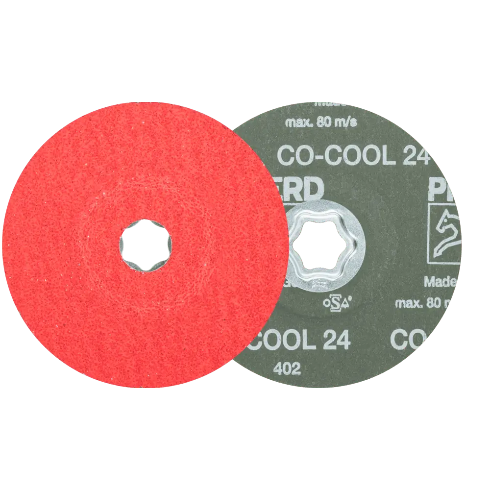 Produktfoto 1 von PFERD TOOLS COMBICLICK Keramikkorn Fiberscheibe Ø 125 mm CO-COOL24 für Edelstahl, 25 Stk.