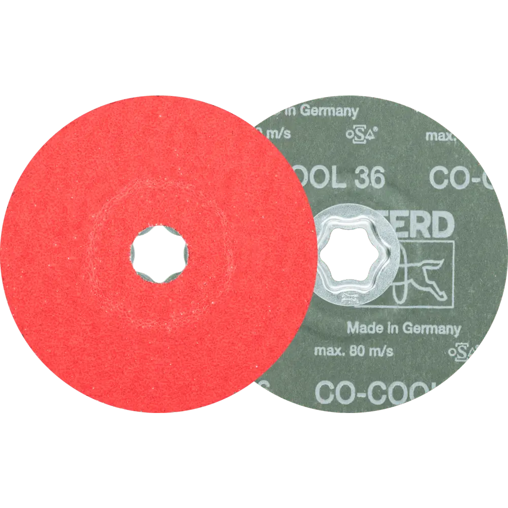 Produktfoto 1 von PFERD TOOLS COMBICLICK Keramikkorn Fiberscheibe Ø 125 mm CO-COOL36 für Edelstahl, 25 Stk.