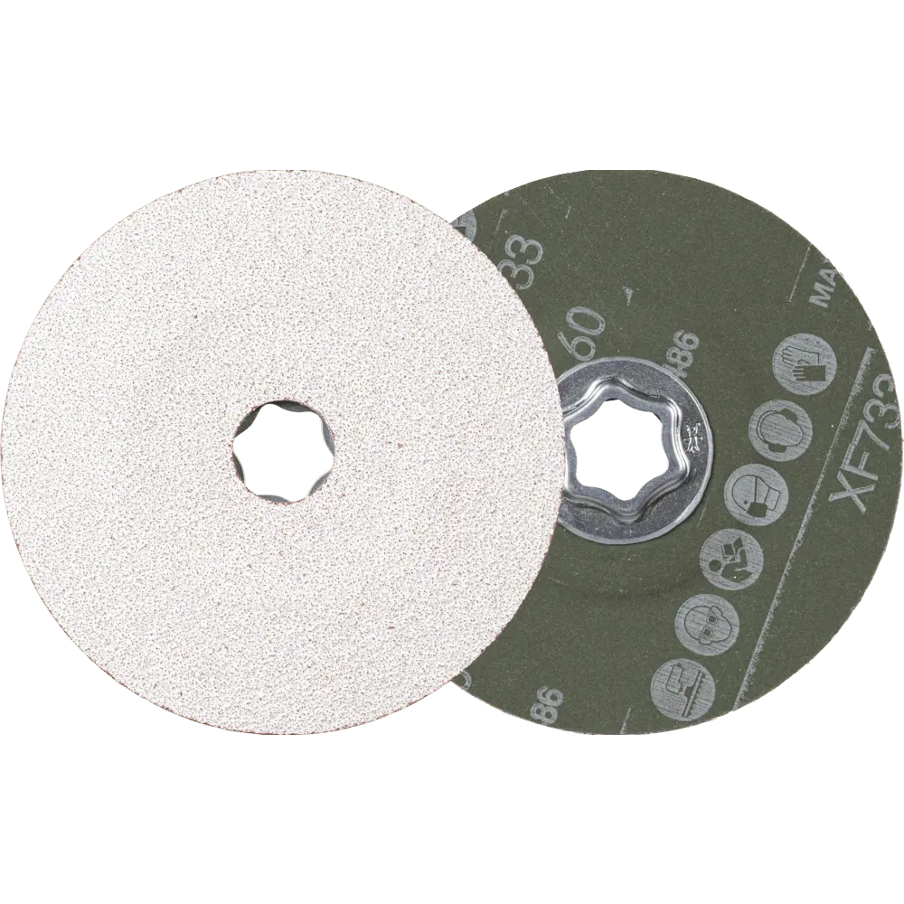 Produktfoto 1 von PFERD TOOLS COMBICLICK Keramikkorn Fiberscheibe Ø 125 mm CO-ALU60 für weiche NE Metalle, 25 Stk.