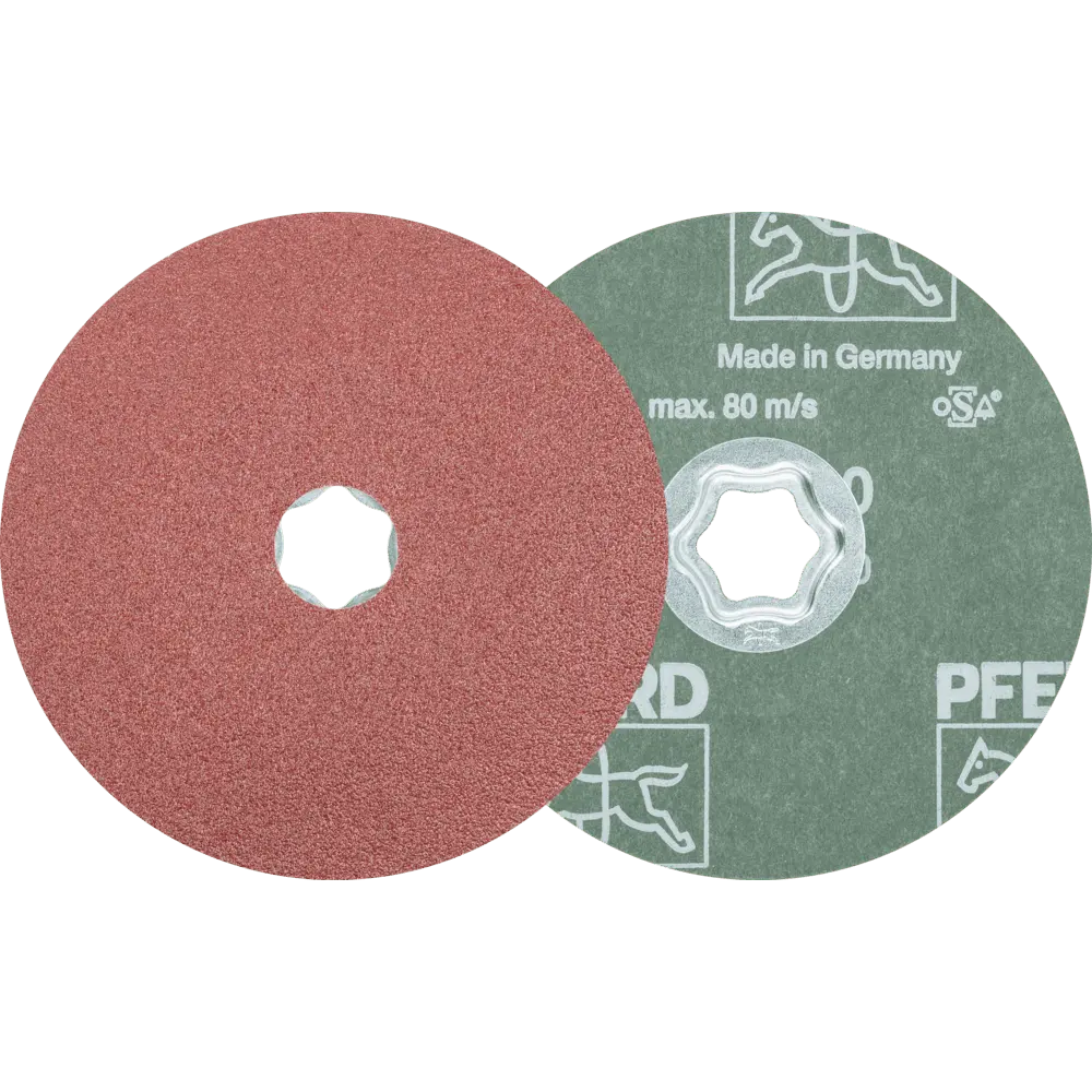 Produktfoto 1 von PFERD TOOLS COMBICLICK Korund Fiberscheibe Ø 125 mm A60 für universelle Anwendungen (10), 10 Stk.