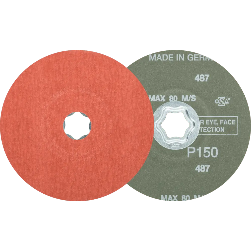 Produktfoto 1 von PFERD TOOLS COMBICLICK Korund Fiberscheibe Ø 125 mm A-COOL150 für Edelstahl, 25 Stk.