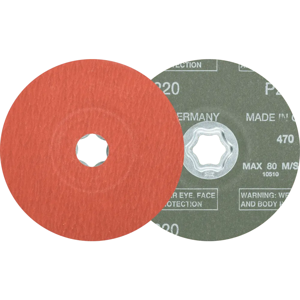 Produktfoto 1 von PFERD TOOLS COMBICLICK Korund Fiberscheibe Ø 125 mm A-COOL220 für Edelstahl, 25 Stk.