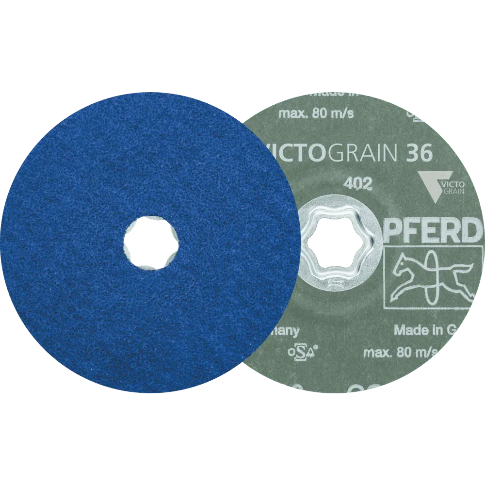 Produktfoto 1 von PFERD TOOLS COMBICLICK Fiberscheibe Ø 115 mm VICTOGRAIN-COOL36 für Stahl und Edelstahl, 25 Stk.